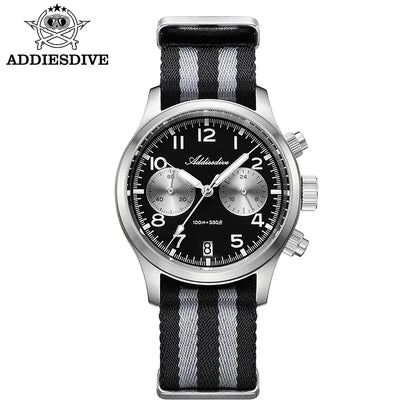 Reloj para hombre ADDIESDIVE 2025 New Panda Eye, retro de lujo, cuarzo VK64, cronógrafo deportivo, impermeable 100M, luminoso