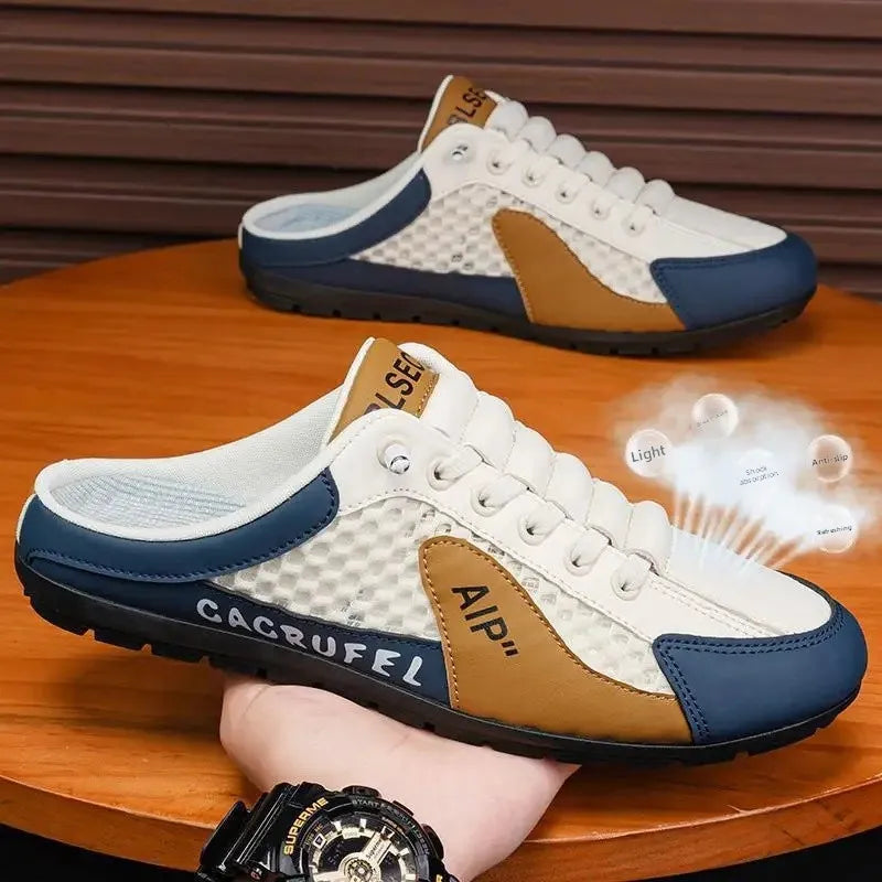 Slip-On-Sportschuhe für Herren mit Schnürung, atmungsaktivem Mesh, unisex, für Frühling und Herbst, niedrig geschnitten, flach, schnell und einfach anzuziehen