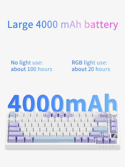 AJAZZ AK820 Mechanische Tastatur 70 % kompaktes Layout/RGB-Beleuchtung/Hot-Swap-fähige Switches, mit kabelgebundenem, kabellosem und Bluetooth-Betrieb
