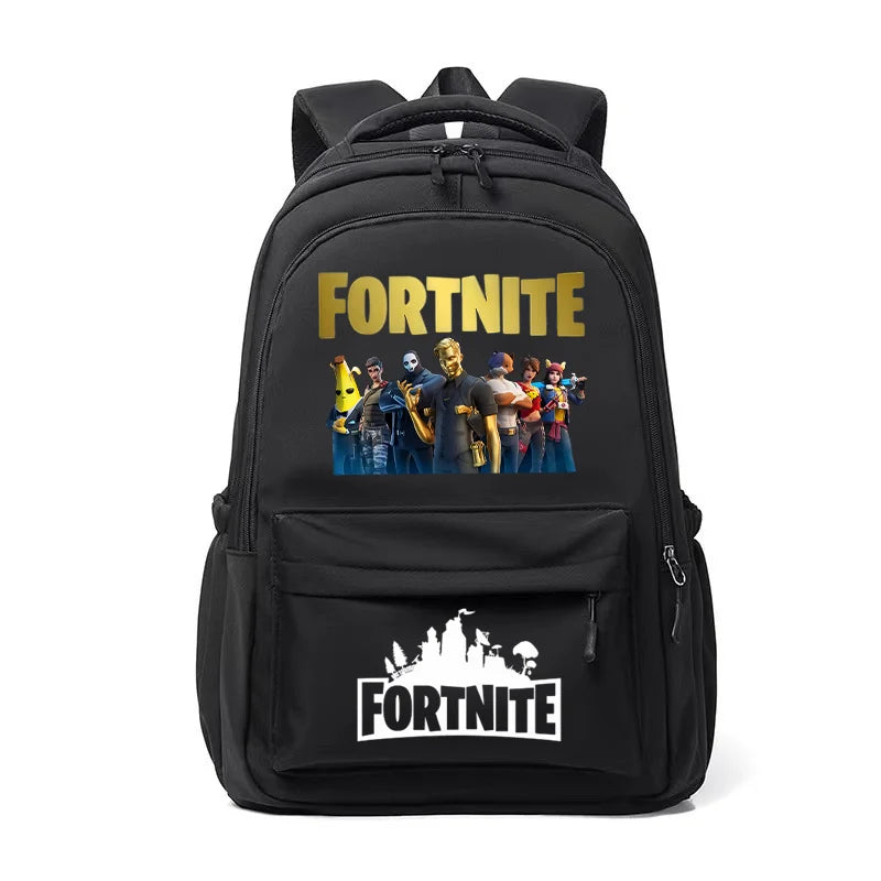 Mochila Fortnite para Crianças, Portátil e de Grande Capacidade, Mala Escolar de Estudante com Estampado Cartoon e Alças de Ombro, Material Escolar para Rapazes, Presente