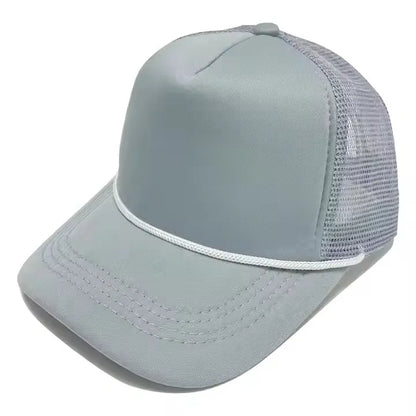 5 panel Trucker Caps Men Women Plain Blank Foam Mesh Baseball Cap With Rope Summer Breathable Outdoor Sport Sun Visor Hats