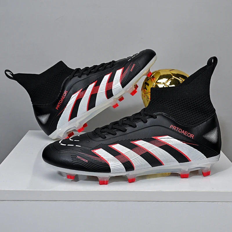 Nouvelles chaussures de football professionnelles pour hommes, crampons de football antidérapants TF/FG, baskets pour garçons, chaussures de sport confortables à la cheville, unisexes