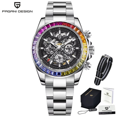 Relógio Mecânico Automático PAGANI DESIGN para Homem em Aço Inoxidável, Impermeável, Desportivo 10Bar, Luxo Casual para Homem