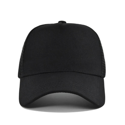 Customized Logo Hard Top 5 Panels Mesh Baseball Cap For Men Women Advertising Cap Breathable Sun Hat Solid Color Visor Gorra