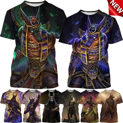 Grim Reaper Anubis T-shirts 3D-tryckt forntida egyptisk gud T-shirt Egyptens öga Farao Mode Harajuku kortärmad T-shirt