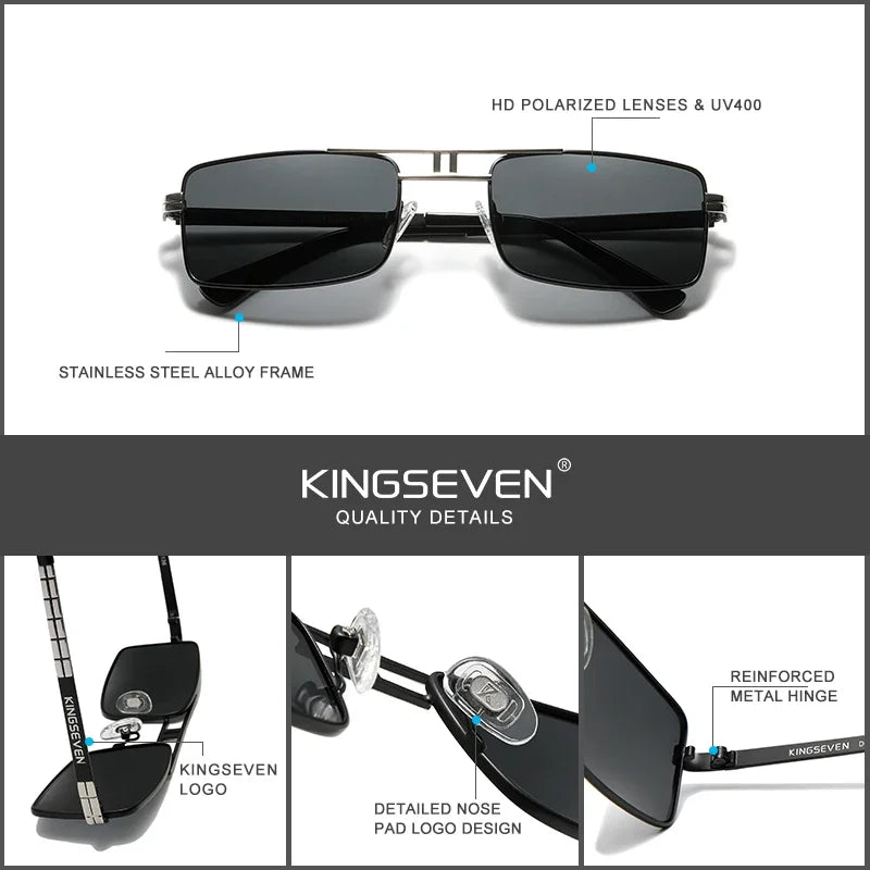 KINGSEVEN Brand Rectangle Frame Sunglasses For Men Polarized Design Glasses Fashion High Quality Driving Eyewear UV400