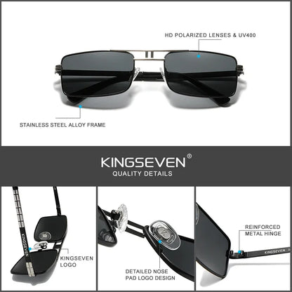 KINGSEVEN Brand Rectangle Frame Sunglasses For Men Polarized Design Glasses Fashion High Quality Driving Eyewear UV400