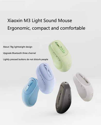 Mouse Lenovo Xiaoxin Bluetooth Wireless M3 grigio Twilight, silenzioso, tre Bluetooth, mouse da ufficio