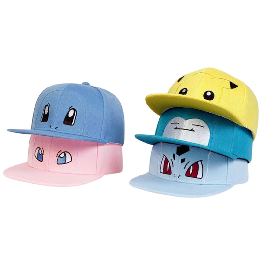 Anime  Pokemon Kawaii Characters Pikachu Squirtle Embroidery Baseball Cap Adjustable Cosplay Hip Hop Baseball Cap Cartoon Hats