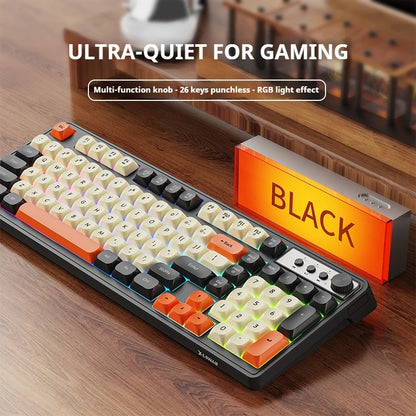 Teclado de escritório gaming EWEADN G98, membrana com retroiluminação arco-íris, USB com fio, externo e silencioso, teclado numérico, design digital