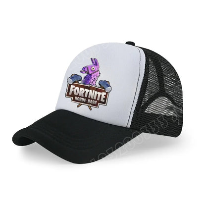Gorra de béisbol Fortnite con estampado de juego estilo cartoon para niños, gorra de malla transpirable de verano, visera ajustable, regalo de cumpleaños para niños