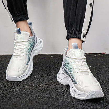 Men's Sports Shoes Fashion Lace-Up Versatile Non-Slip Thick Soled Teenagers Daily Wear Comfortable Casual Running Shoes for Men