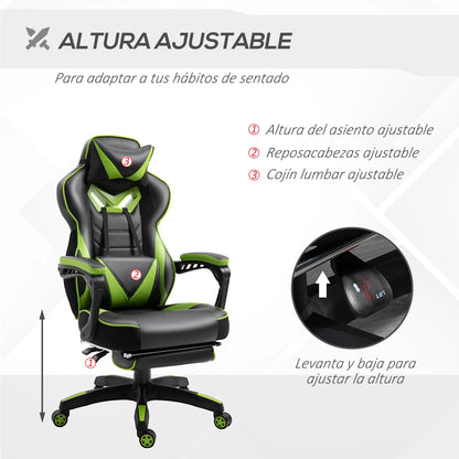 Vinsetto ergonomischer Racing-Stuhl mit verstellbarer Rückenlehne 65X70X118.5-126.5Cm