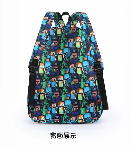 In Stock Minecraft Backpack Graffiti Print Lightweight School Backpack Casual Daily Travel Bag For Male Young Men Outdoor Use