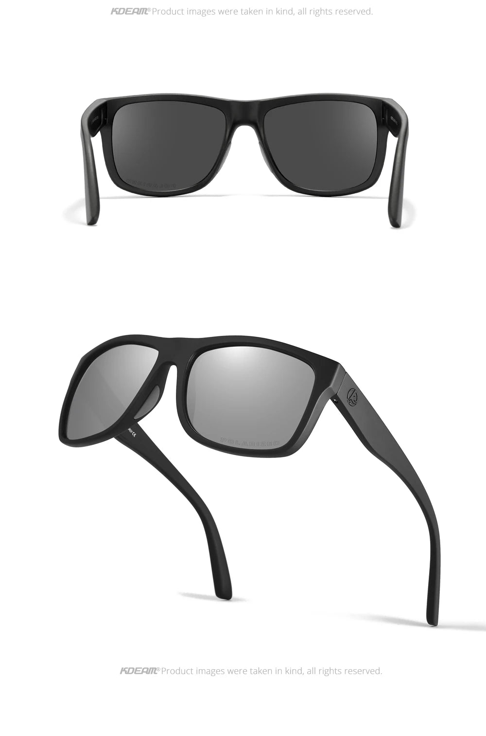 KDEAM Polarized Sunglasses Men Sports Tridimensional Brand Logo TR90 Square Sun Glasses All Black With Zipper Case KD0721