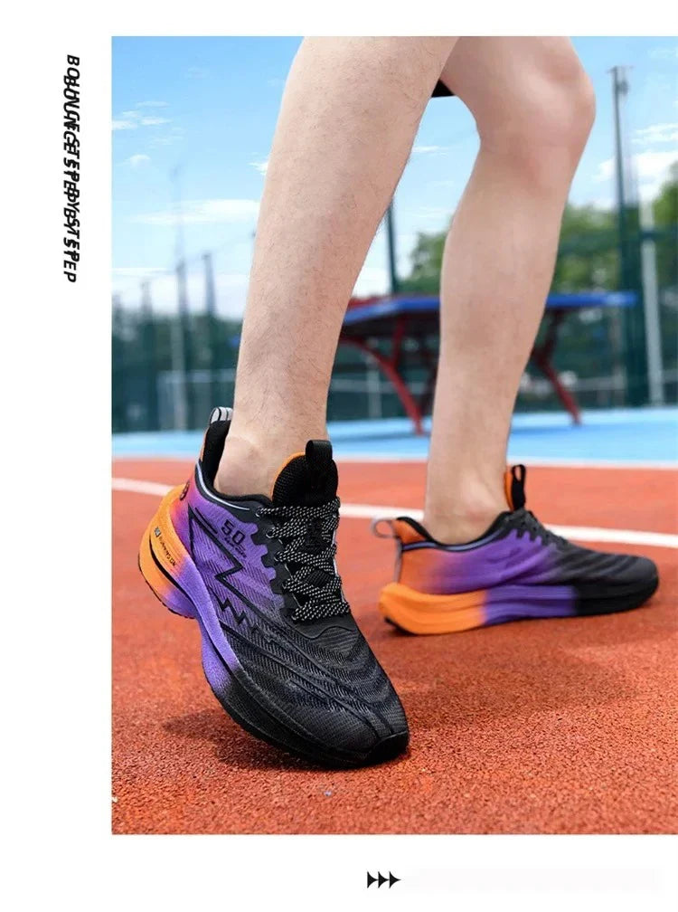 Brand Men's Carbon Plate Running Shoes, Soft Cushion, Shock Absorbing Sports Shoes, Unisex Sneakers, Light Anti-Slip Training Shoes