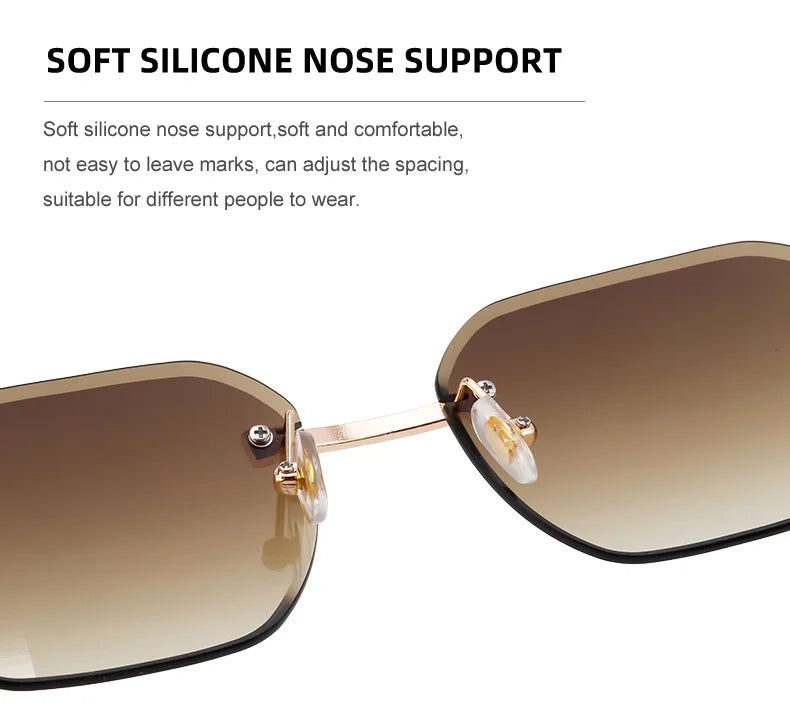 Vintage Square Rimless Sunglasses Men 2026 Luxury Brand Trendy Frameless Punk UV400 Eyewear Anti Blue Light Prescription Glasses