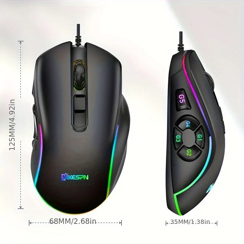 10 key macro programming custom RGB gaming wired mouse laptop desktop computer wired mouse external