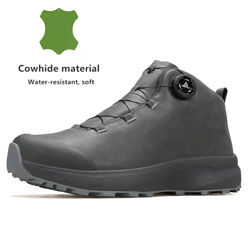 HUMTTO Lederschuhe für Herren Winter Camping Outdoor Herren-Sportschuhe Atmungsaktive Trekkingstiefel für Männer Rutschfeste Wandersneaker