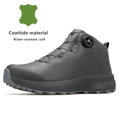HUMTTO Lederschuhe für Herren Winter Camping Outdoor Herren-Sportschuhe Atmungsaktive Trekkingstiefel für Männer Rutschfeste Wandersneaker