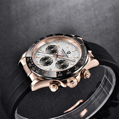 PAGANI DESIGN V2 40MM Herrenuhr mit Meteorit-Zifferblatt, Quarzwerk, Saphirglas, Retro-Chronograph, wasserdichte Uhr für Herren