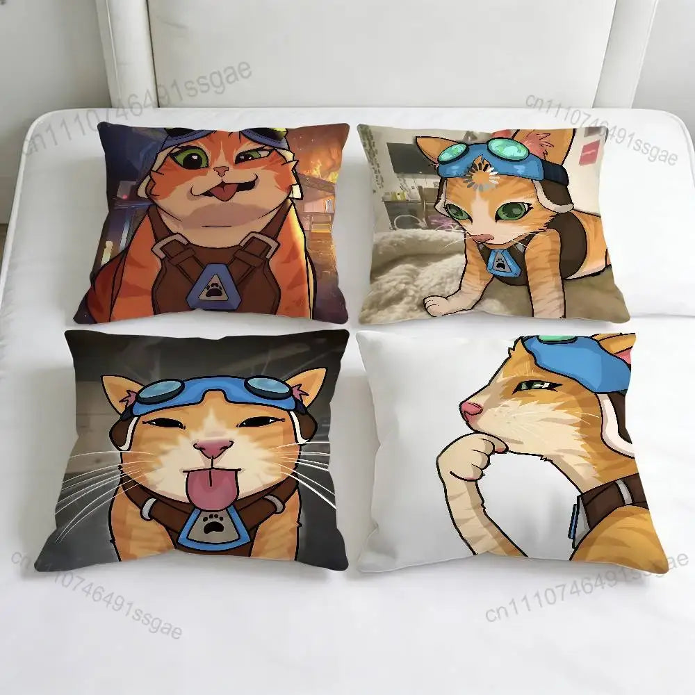 Capa de Almofada Quadrada Jetpack Cat O-Overwatch Gaming, Macia e Decorativa, para Sofá e Cama em Casa