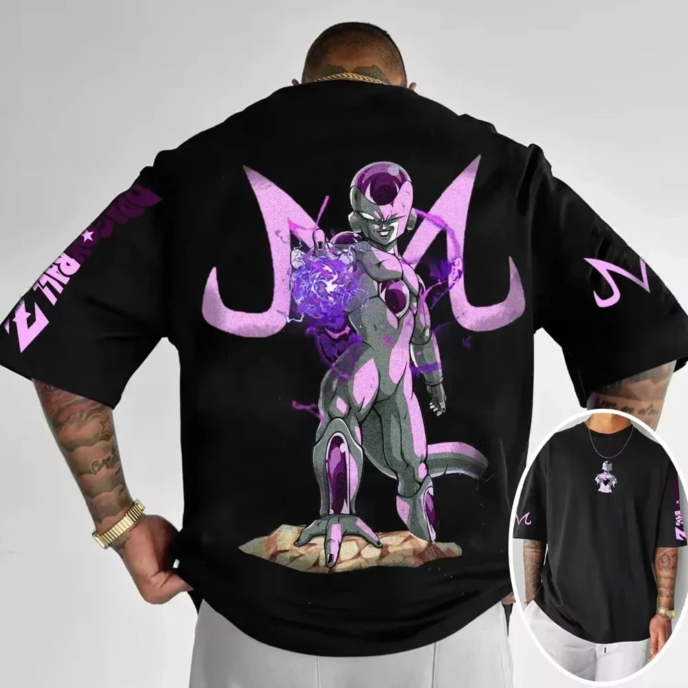 T-shirt oversize Dragon Ball Estate 2026 con cavo di alimentazione, Piccolo Goku, stampa artistica, casual neutro Y2K