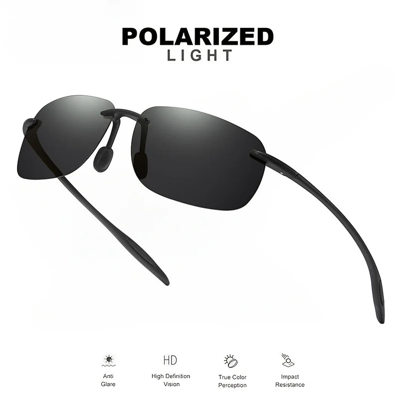 Ultra Light 11g TR90 Frameless Polarized Sunglasses - Flexible & Comfort Fit, Square Shape for Driving, Fishing, Outdoor
