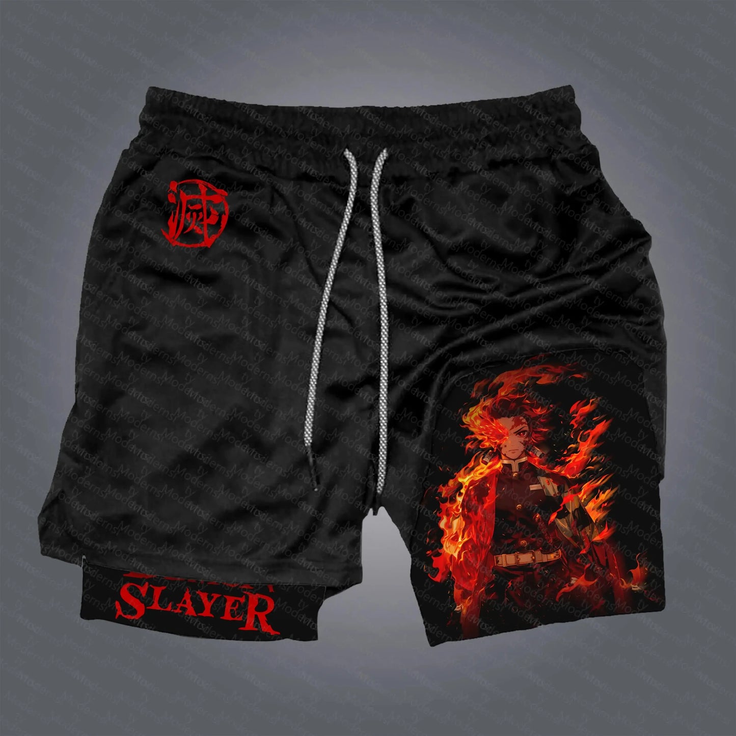 Anime Demon Slayer Gym Shorts Men Quick Dry Pants Double-layer 2-in-1 Shorts Y2K Sportswear Summer 2026 Breathable Streetwear