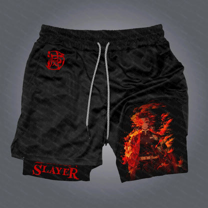 Anime Demon Slayer Gym Shorts Men Quick Dry Pants Double-layer 2-in-1 Shorts Y2K Sportswear Summer 2026 Breathable Streetwear