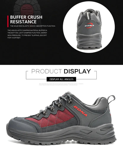 BONA 2023 New Designer Hiking Shoes Trekking Sneakers Men Walking Fishing Camping Jogging Shoes