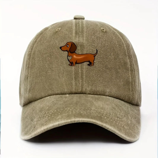 Cute Sausage Dog Pattern Printed Baseball Hat with Adjustable Snap Button Lightweight Valentine's Day Gift