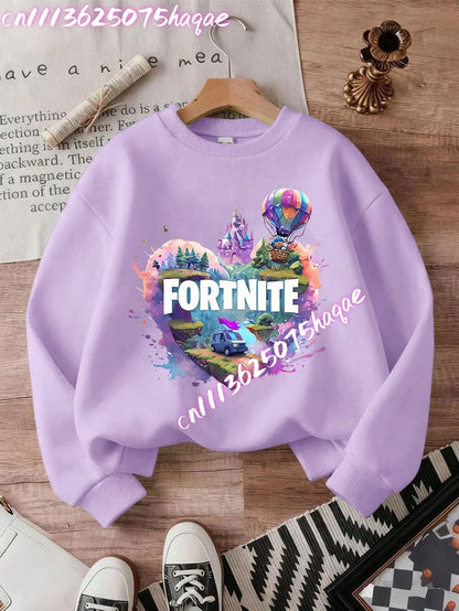 Sweatshirts Fortnite Series para Criança, Modernas para Rapazes e Raparigas, Tops Pullover de Manga Comprida para Outono/Inverno, Roupa Infantil Cartoon, Presentes de Aniversário