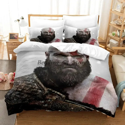 2023 Game God of War Bedding Set Single Twin Full Queen King Size Bed Set Aldult Kid Bedroom Duvetcover Sets Anime Bed Sheet Set