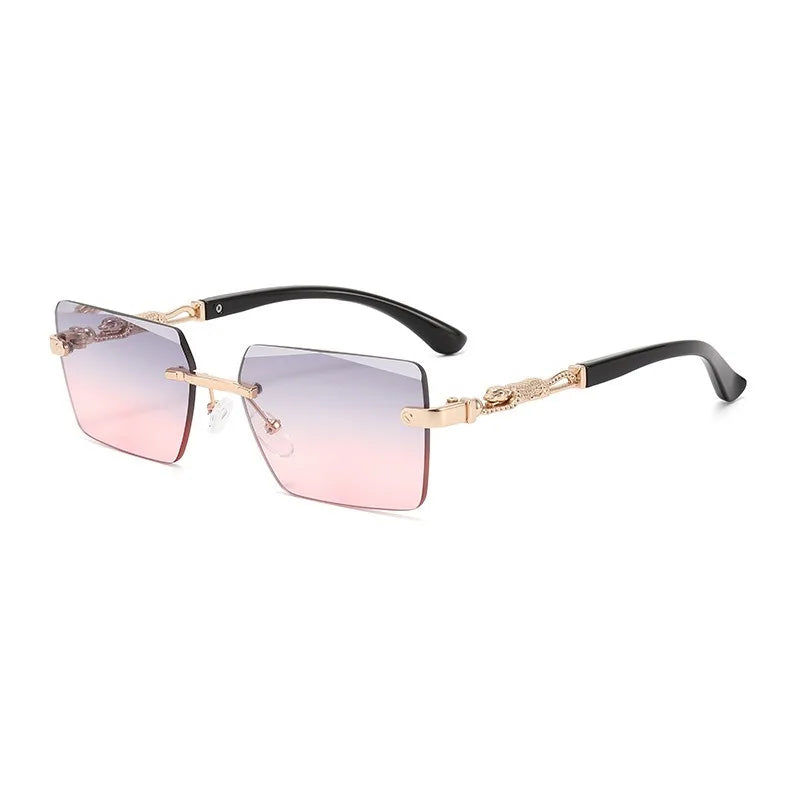 Fashion Rimless Rectangle Sunglasses Women Men Luxury Brand Shades Square Sun Glasses Female Male Beach Travel Eyewear
