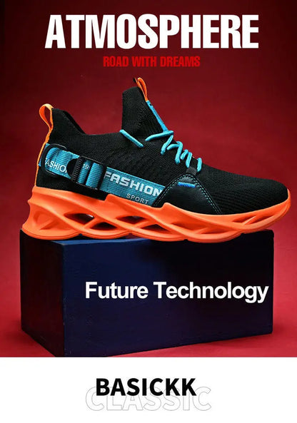 Zapatillas deportivas casual moradas de moda en oferta para mujer y hombre, calzado running con suela tipo blade, talla grande 48, ligeras y transpirables, zapatillas deportivas de malla para hombre