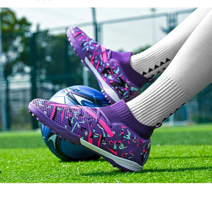 Chaussures de football pour hommes, chaussures de soccer professionnelles, chaussures de futsal d'extérieur, chaussures de soccer unisexes pour terrain synthétique, chaussures de soccer respirantes pour entraînement et mat