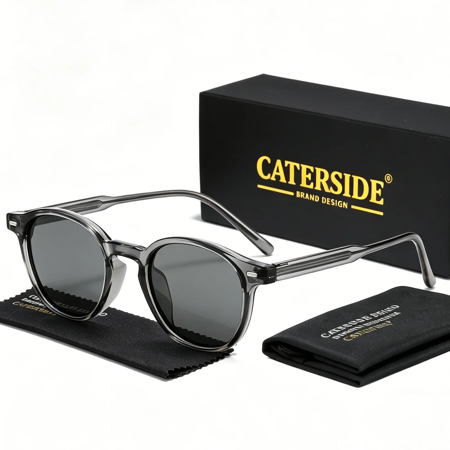 Caterside Polarized Round Sunglasses Men TR Frame Core Insert Leg Sun Glasses Women Set Retro Driving Fishing Punk Eyewear UV400