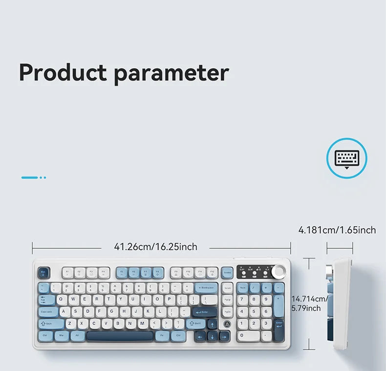 AJAZZ AF98 kabelgebundene/kabellose Tastatur mit mechanischem Tippgefühl, für das Büro, lange Akkulaufzeit, drei Modi, RGB-Mischbeleuchtung, ABS-Tastenkappen, ergonomisch