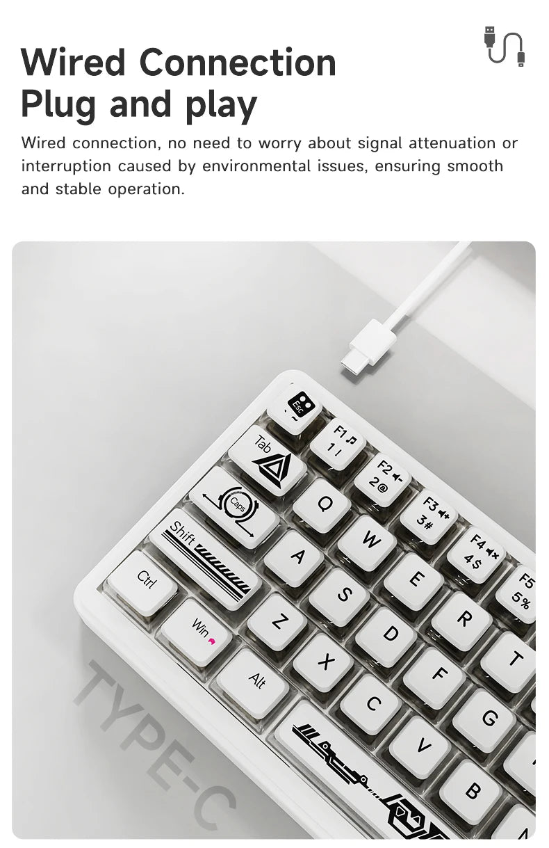 AJAZZ AK690 65% Mechanical Keyboard Full-key Hot-swap Wired USB Plug And Play Mixed Light 68 Keys Gaming Keyboard For Laptop PC