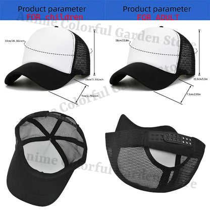 Sprunki Parent-child Baseball Cap Anime Cartoon Hip Hop Flat Caps Men Women Kids Summer Fashion Sunshade Breathable Hats Gifts