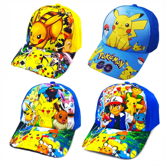 Cartoon Pokemon Baseball Cap Pikachu Hat Adjustable Pokemon Cosplay Hip Hop kids Girls Boys Anime Figure Toys children Gifts