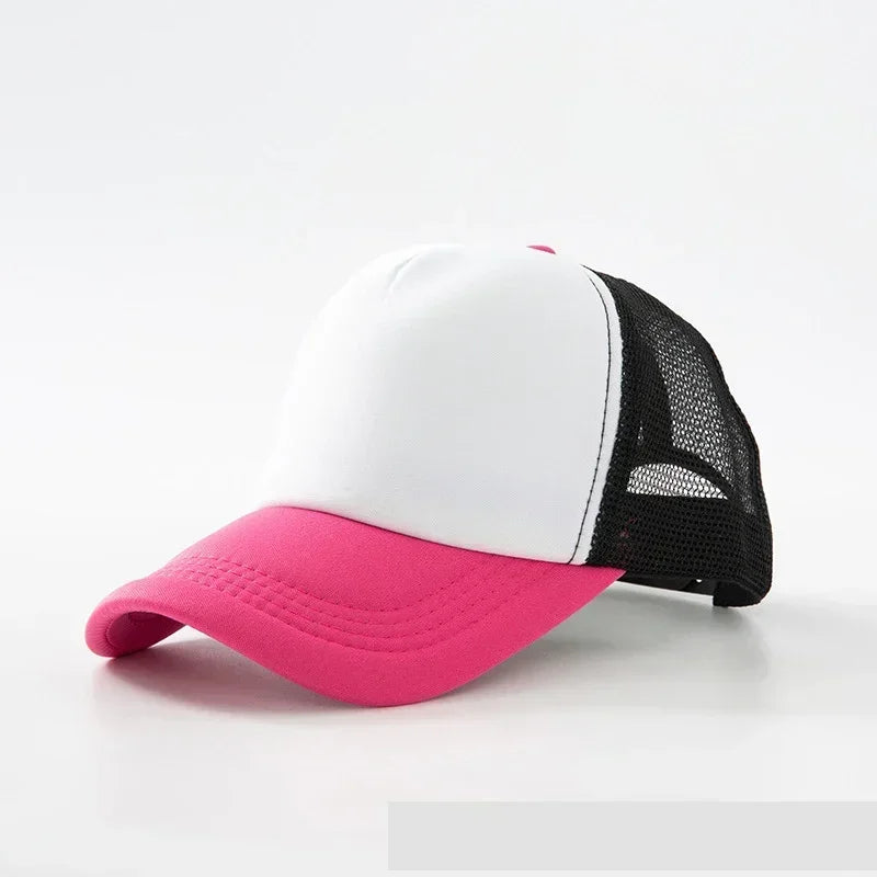 Custom Hat with Logo Printing Polyester Mesh Trucker Hat Adjustable Dad DIY Logo Baseball Cap for Men Women