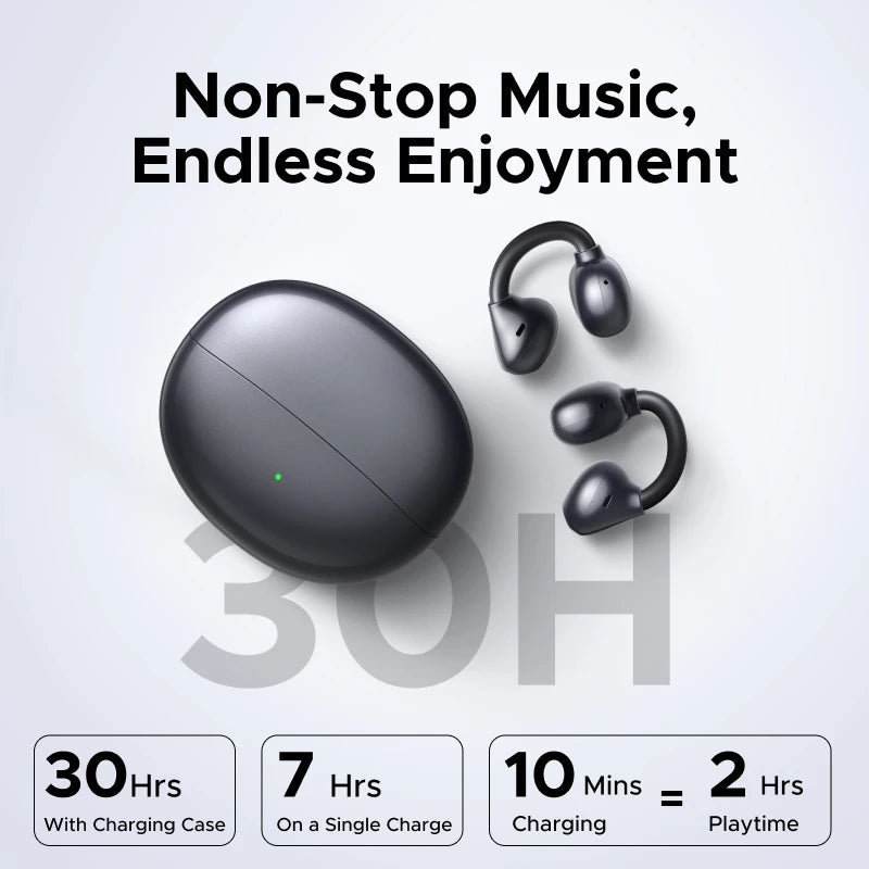 UGREEN ClipBuds Open-Ear Wireless Bluetooth 6.0 Earbuds with 4 Mic Clear Call, 30H Playtime Clip-On Earphones, Waterproof Sport Headphones