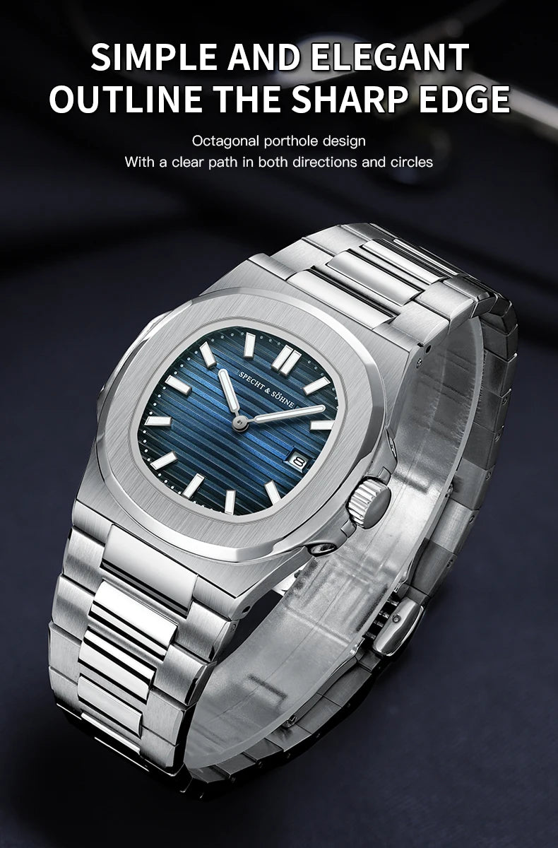 Specht & Söhne New Arrivals Men's Watch Rose Gold 5711 Classic Sports Watches Ultrathin Stainless Steel Sapphire 50M Waterproof