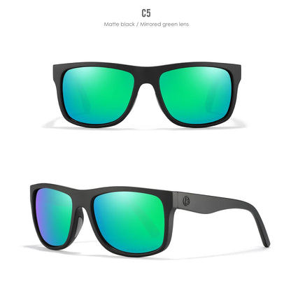 KDEAM Polarized Sunglasses Men Sports Tridimensional Brand Logo TR90 Square Sun Glasses All Black With Zipper Case KD0721
