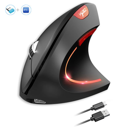 New Dual Mode Wireless Vertical Mouse Bluetooth 5.1 Silent Ergonomic 6 Buttons Type-C 2400DPI Anti-Mouse Hand for Office Laptop