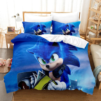 Cute Sonics Boy Bedding Set Exquisite 3D Digital Cartoon Sonics Duvet Cover Comforter Bed Youth Kids Girl Boys Gift