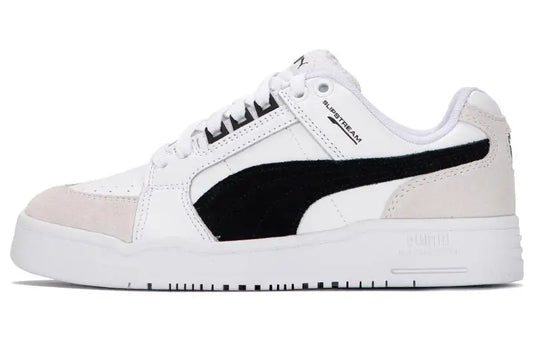 Baskets Puma Slipstream Lo Suede FS, modèle blanc et noir, 385694-02.