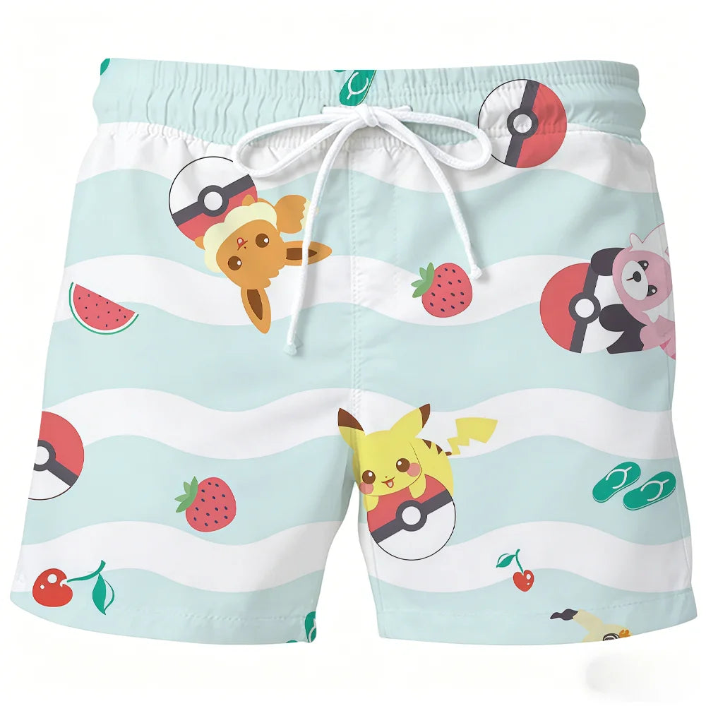 2026 New Pikachu Pokemon Beach Shorts for Men Women Cute Cartoon Graphic Quick Dry Casual Board Short Summer High-quality Trendy